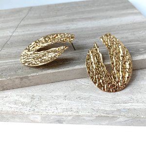 NEW ~ Anthropologie Gold Textured Abstract Earrings